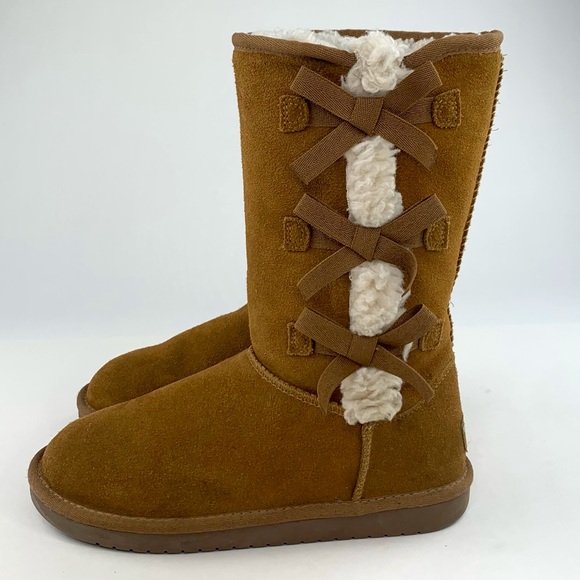 UGG Koolaburra Victoria Boots Bow Sheepskin Sz 5 - Picture 3 of 11